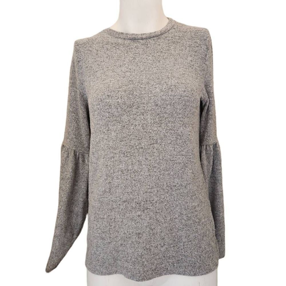 Zara trafaluc women's small exaggerated bell sleeve grey static high neck relaxe